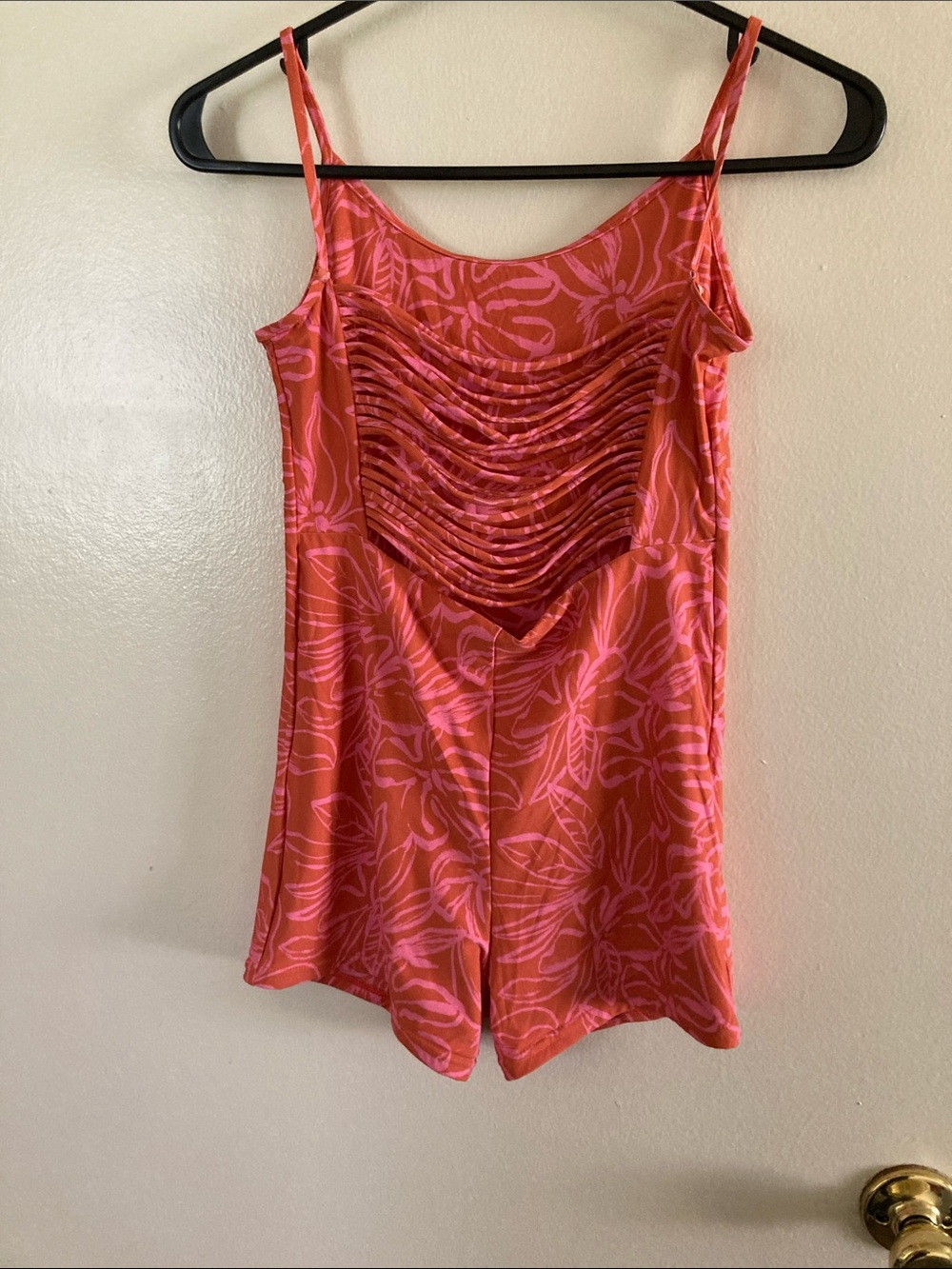 Stone Fox Swim Coral Orange One-Piece with Pink Floral Motif - Picture 2 of 5